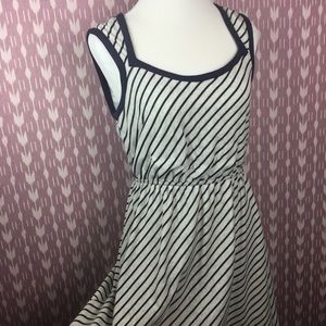 ESLEY navy blue striped a-line nautical dress